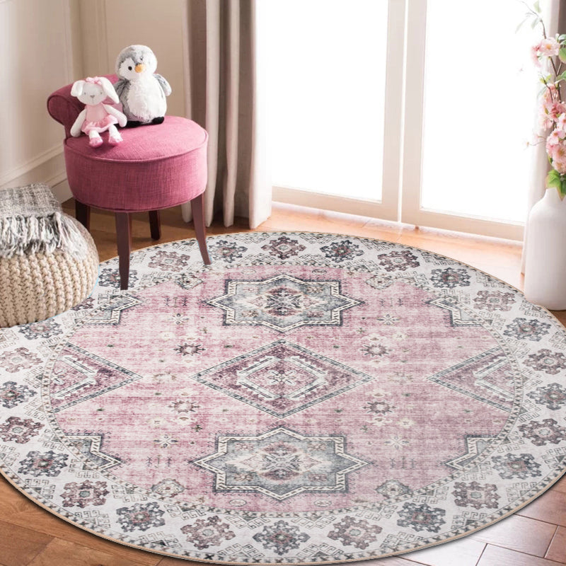 Lisslune | Unique Tribal Diamond Pattern Rug Multicolored Moroccan Rug Polyester Pet-Friendly Non-Slip Back Washing Machine Safe Rug for the Living Room