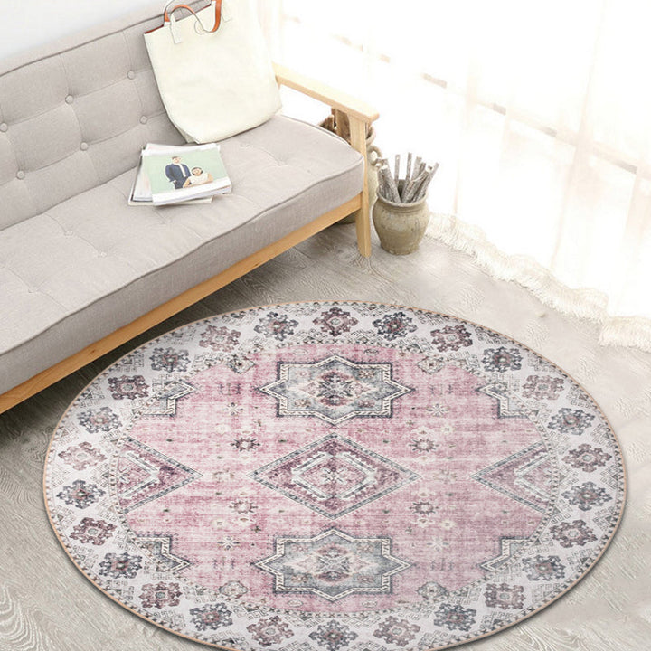Lisslune | Unique Tribal Diamond Pattern Rug Multicolored Moroccan Rug Polyester Pet-Friendly Non-Slip Back Washing Machine Safe Rug for the Living Room