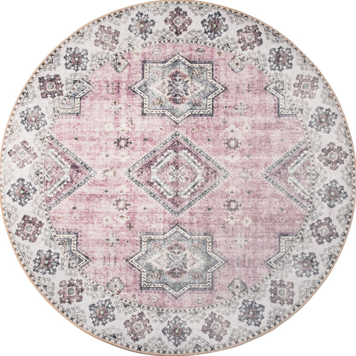 Lisslune | Unique Tribal Diamond Pattern Rug Multicolored Moroccan Rug Polyester Pet-Friendly Non-Slip Back Washing Machine Safe Rug for the Living Room