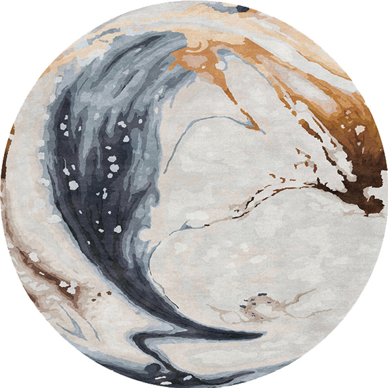 Lisslune | Contemporary watercolour patterned rug with twist stripes Multi-colour polyester rug Non-slip backing Washable Pet-friendly rug for bedroom