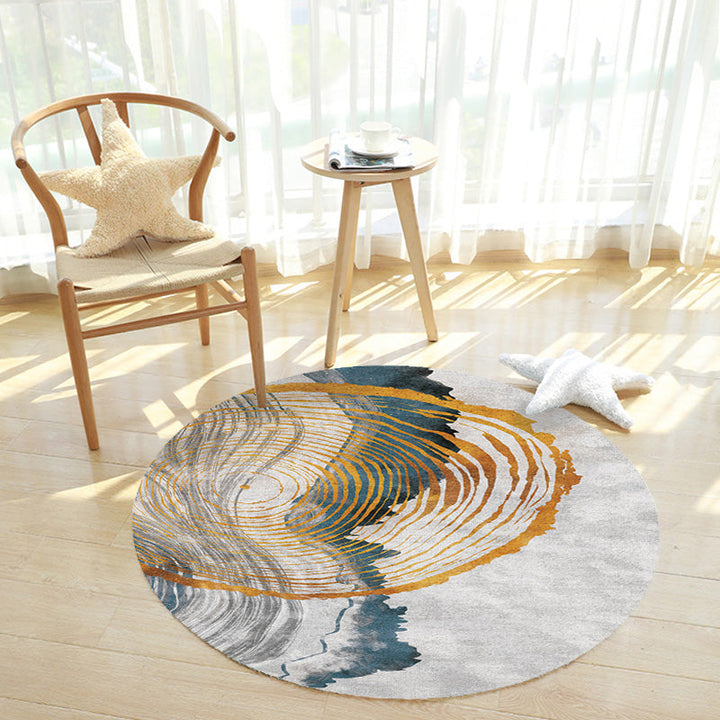 Lisslune | Contemporary watercolour patterned rug with twist stripes Multi-colour polyester rug Non-slip backing Washable Pet-friendly rug for bedroom
