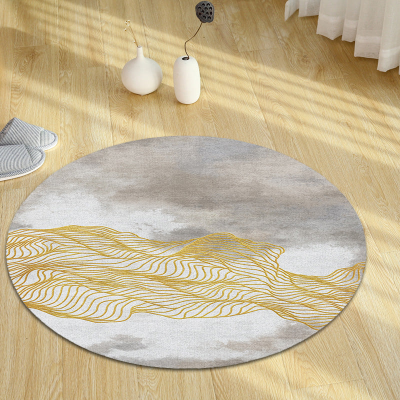 Lisslune | Contemporary watercolour patterned rug with twist stripes Multi-colour polyester rug Non-slip backing Washable Pet-friendly rug for bedroom