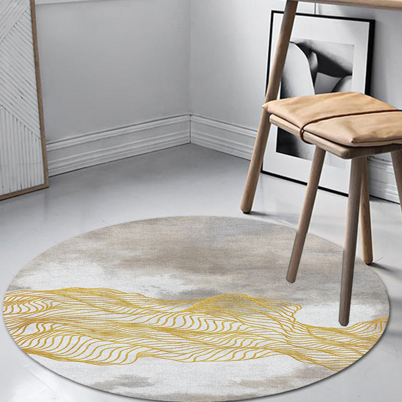 Lisslune | Contemporary watercolour patterned rug with twist stripes Multi-colour polyester rug Non-slip backing Washable Pet-friendly rug for bedroom