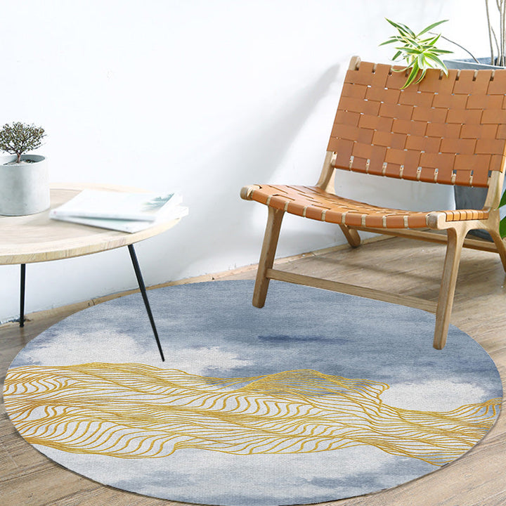 Lisslune | Contemporary watercolour patterned rug with twist stripes Multi-colour polyester rug Non-slip backing Washable Pet-friendly rug for bedroom
