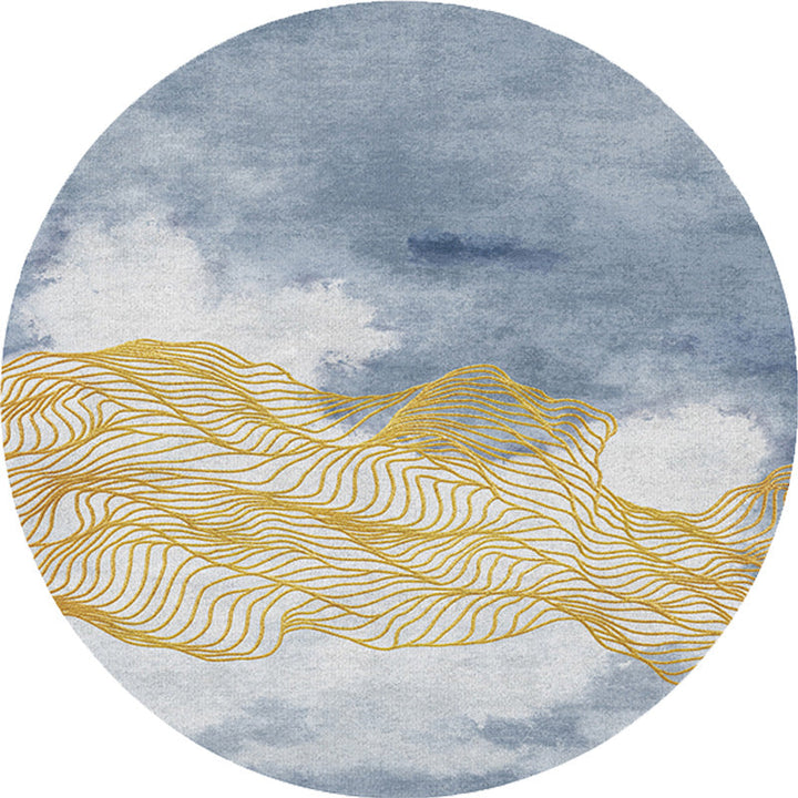 Lisslune | Contemporary watercolour patterned rug with twist stripes Multi-colour polyester rug Non-slip backing Washable Pet-friendly rug for bedroom