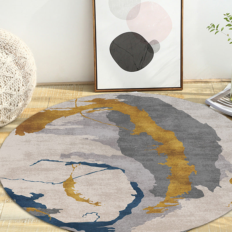 Lisslune | Contemporary watercolour patterned rug with twist stripes Multi-colour polyester rug Non-slip backing Washable Pet-friendly rug for bedroom