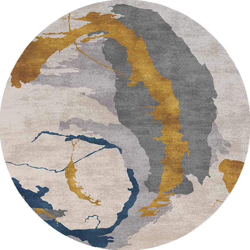 Lisslune | Contemporary watercolour patterned rug with twist stripes Multi-colour polyester rug Non-slip backing Washable Pet-friendly rug for bedroom