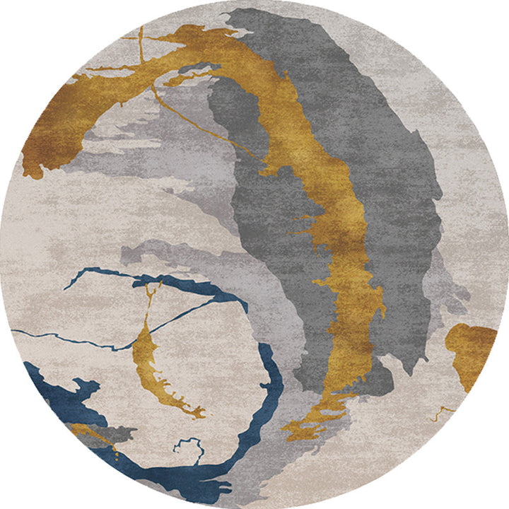 Lisslune | Contemporary watercolour patterned rug with twist stripes Multi-colour polyester rug Non-slip backing Washable Pet-friendly rug for bedroom
