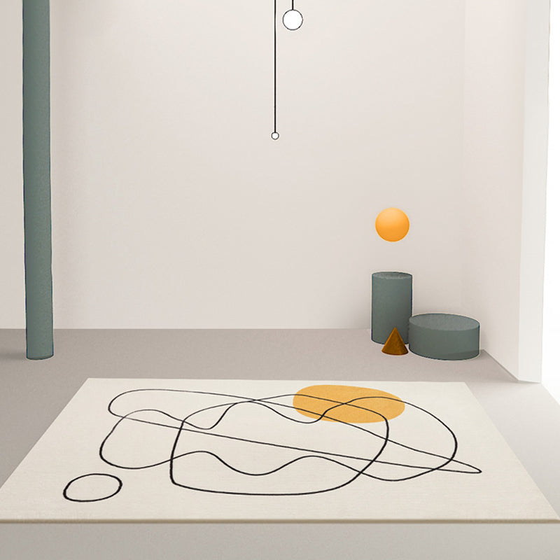 Lisslune | Beige Abstract Rug Polyester Modern Rug Washable Non-Slip Pet-Friendly Area Rug for the Living Room