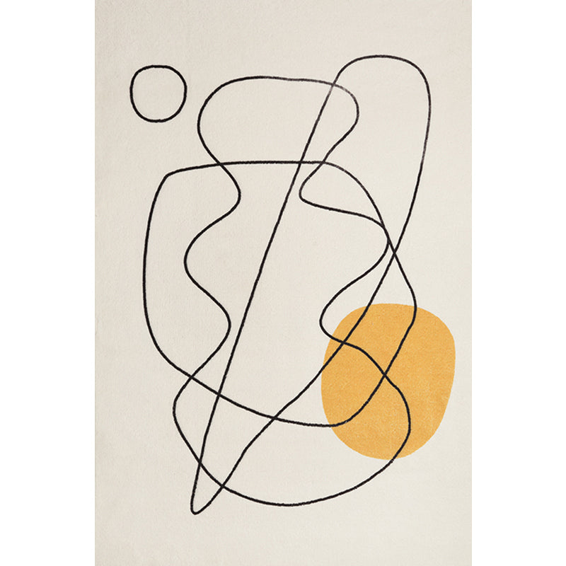 Lisslune | Beige Abstract Rug Polyester Modern Rug Washable Non-Slip Pet-Friendly Area Rug for the Living Room