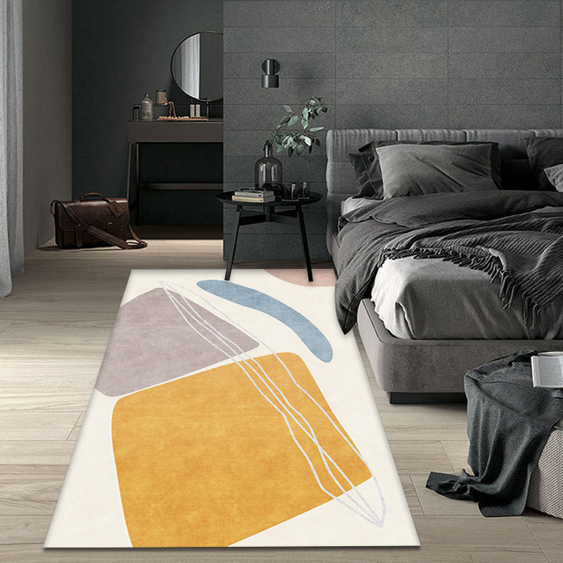 Lisslune | Unique yellow modernist rug Polyester abstract rug washable pet-friendly non-slip rug for the living room