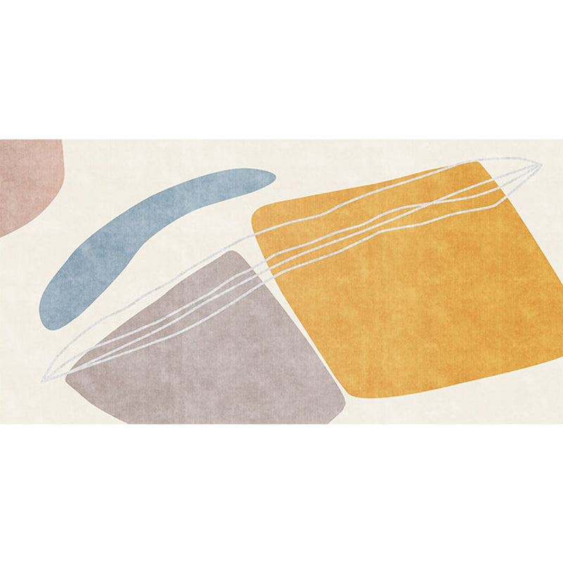 Lisslune | Unique yellow modernist rug Polyester abstract rug washable pet-friendly non-slip rug for the living room