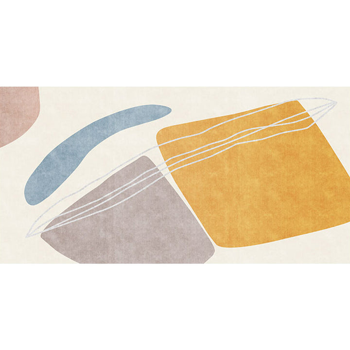Lisslune | Unique yellow modernist rug Polyester abstract rug washable pet-friendly non-slip rug for the living room