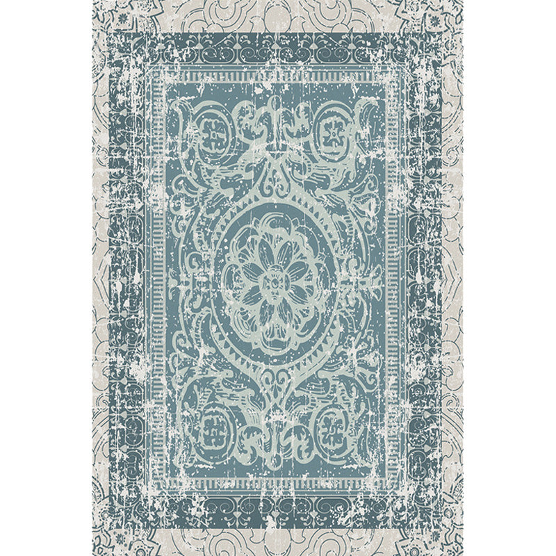Lisslune | Green Moroccan Carpet Polyester Medallion Pattern Carpet pet friendly washable anti-slip backing Carpet for decoration