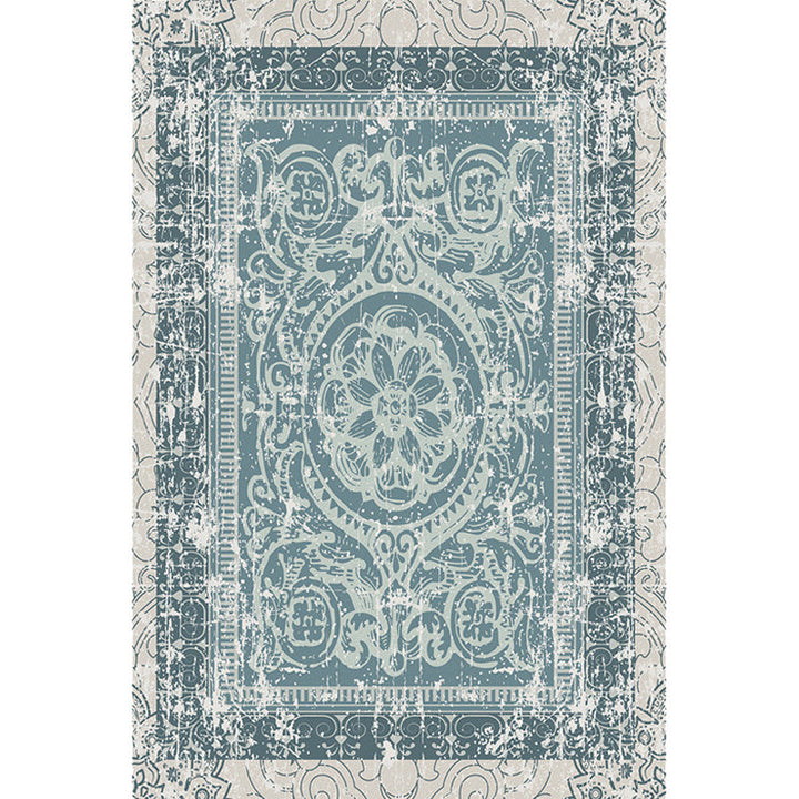 Lisslune | Green Moroccan Carpet Polyester Medallion Pattern Carpet pet friendly washable anti-slip backing Carpet for decoration