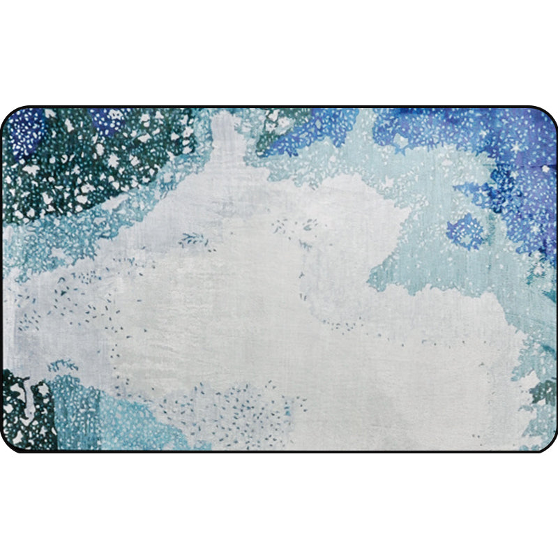 Lisslune | Simple Abstract Rug Blue and Green Polyester Rug Washable Pet-Friendly Non-Slip Area Rug for Living Room