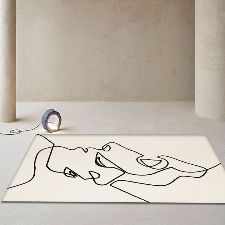 Lisslune | Creative Scandinavian Area Rug Beige Abstract Rug Pet-Friendly Non-Slip Washable Carpet for Decoration