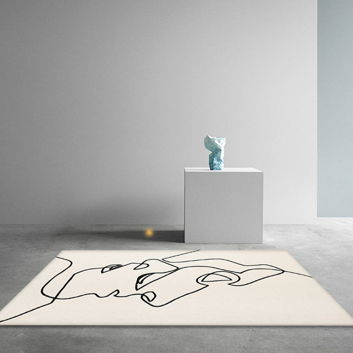 Lisslune | Creative Scandinavian Area Rug Beige Abstract Rug Pet-Friendly Non-Slip Washable Carpet for Decoration