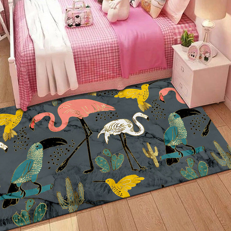 Lisslune | Stylish Multicolor Children's Mat Polyester Animal and Stripe Pattern Mat Washable Pet Friendly Nonslip Carpet for Children's Room