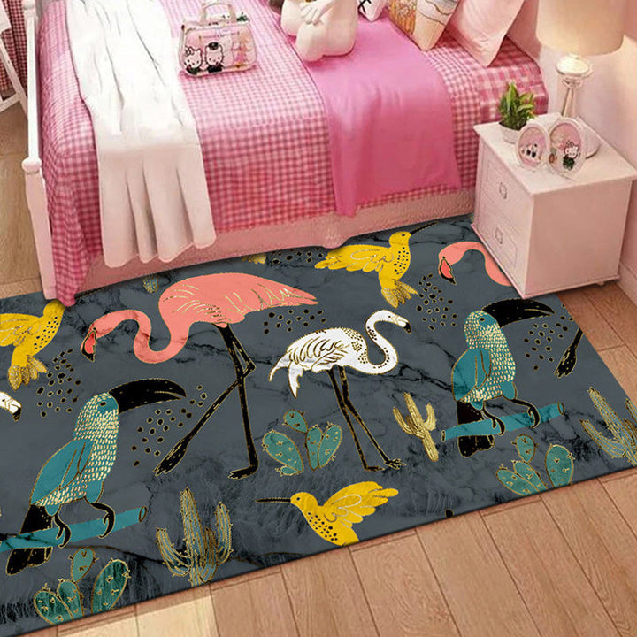 Lisslune | Stylish Multicolor Children's Mat Polyester Animal and Stripe Pattern Mat Washable Pet Friendly Nonslip Carpet for Children's Room