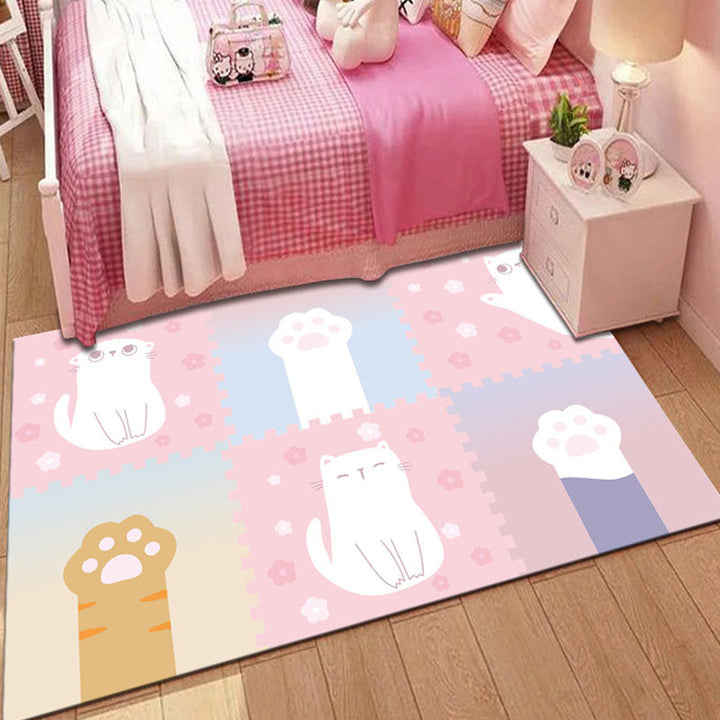 Lisslune | Stylish Multicolor Children's Mat Polyester Animal and Stripe Pattern Mat Washable Pet Friendly Nonslip Carpet for Children's Room