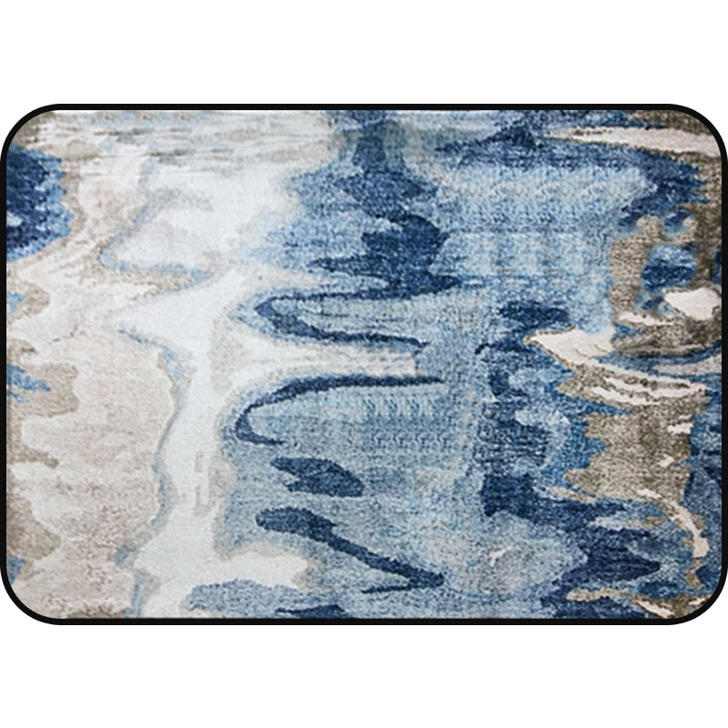 Lisslune | Creative abstract rug Blue Shabby Chic rug Polyester machine washable non-slip backing rug for the living room