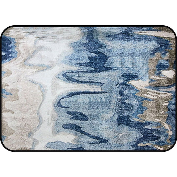Lisslune | Creative abstract rug Blue Shabby Chic rug Polyester machine washable non-slip backing rug for the living room