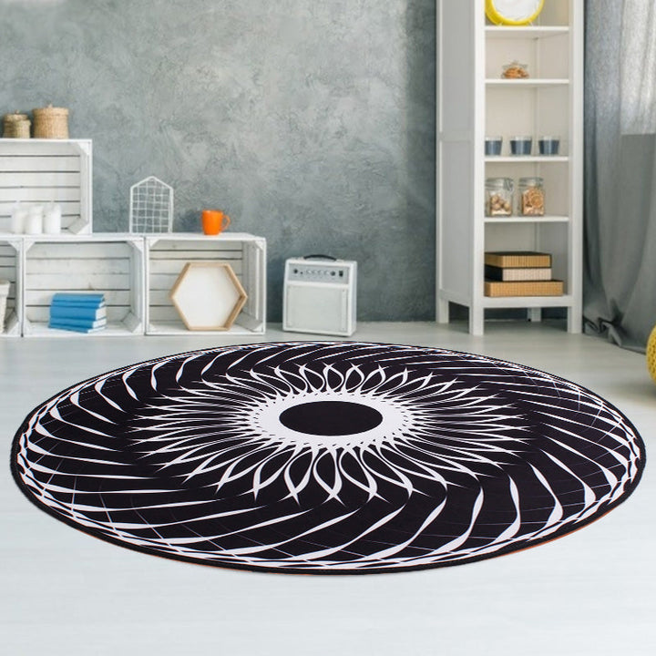 Lisslune | Black and White Moroccan Carpet Polyester Flower Pattern Carpet Pet Friendly Washable Non-Slip Back Carpet for Decoration