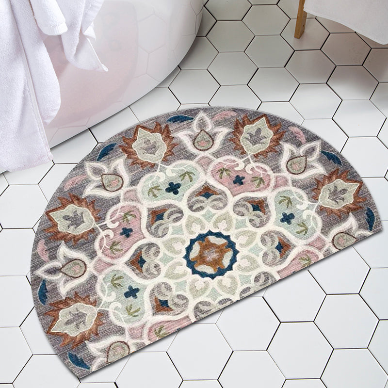 Lisslune | Bohemian Floral Pattern Rug Multicolor Polyester Rug Machine Washable Non-Slip Back Rug for Living Room