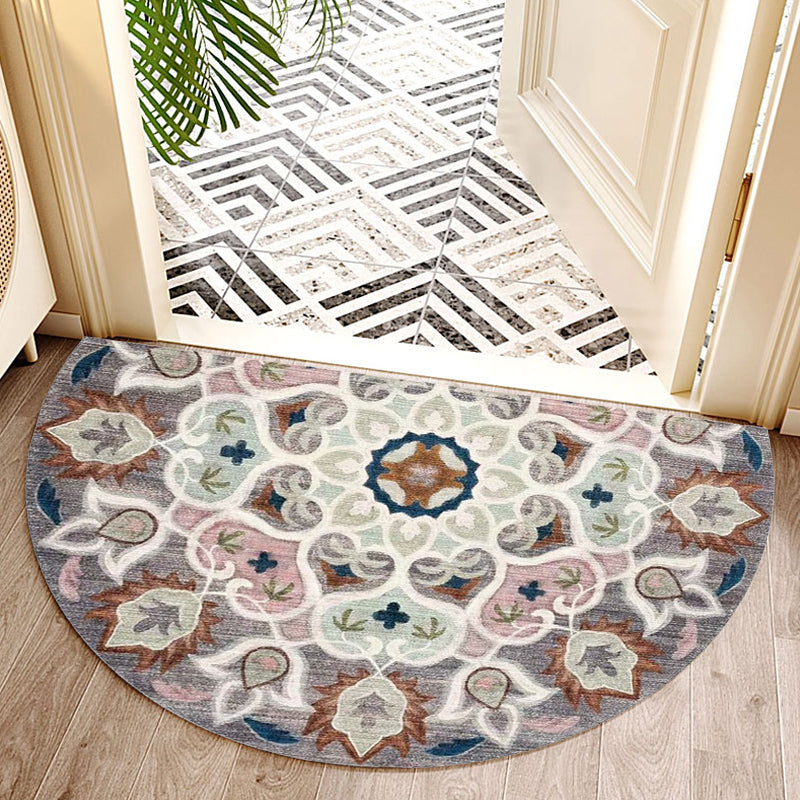 Lisslune | Bohemian Floral Pattern Rug Multicolor Polyester Rug Machine Washable Non-Slip Back Rug for Living Room