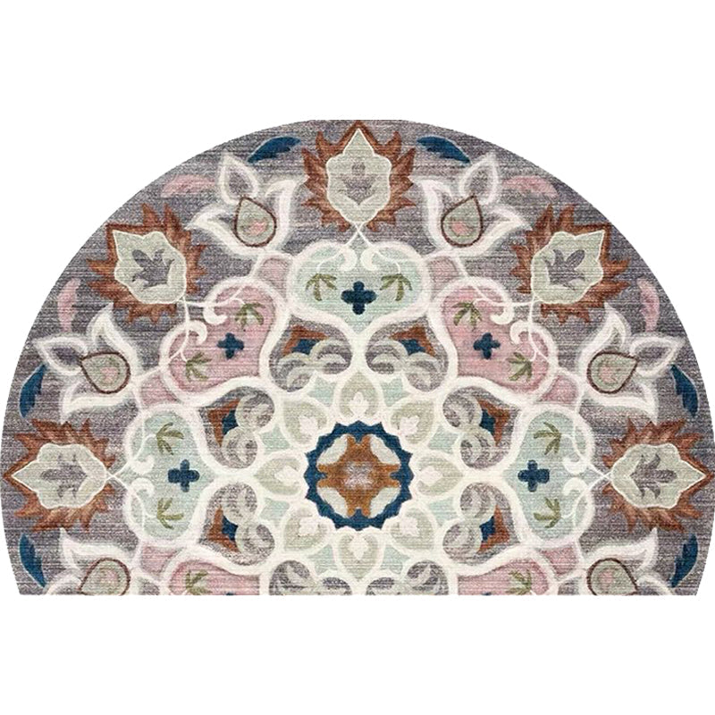 Lisslune | Bohemian Floral Pattern Rug Multicolor Polyester Rug Machine Washable Non-Slip Back Rug for Living Room
