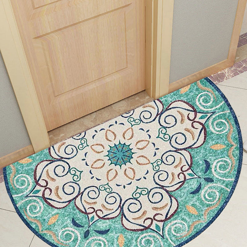 Lisslune | Bohemian Floral Pattern Rug Multicolor Polyester Rug Machine Washable Non-Slip Back Rug for Living Room