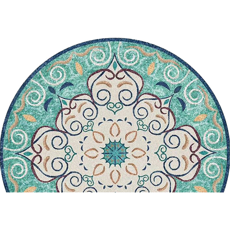 Lisslune | Bohemian Floral Pattern Rug Multicolor Polyester Rug Machine Washable Non-Slip Back Rug for Living Room