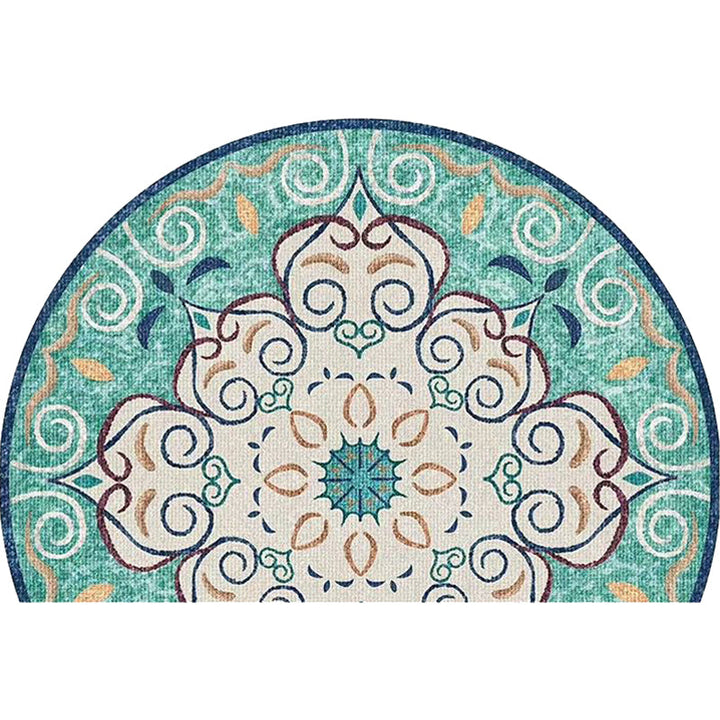 Lisslune | Bohemian Floral Pattern Rug Multicolor Polyester Rug Machine Washable Non-Slip Back Rug for Living Room