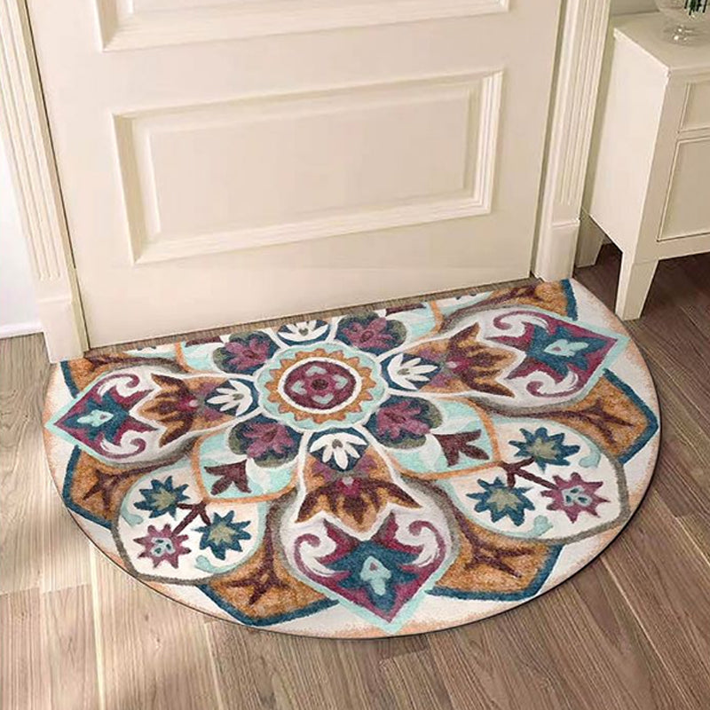 Lisslune | Bohemian Floral Pattern Rug Multicolor Polyester Rug Machine Washable Non-Slip Back Rug for Living Room