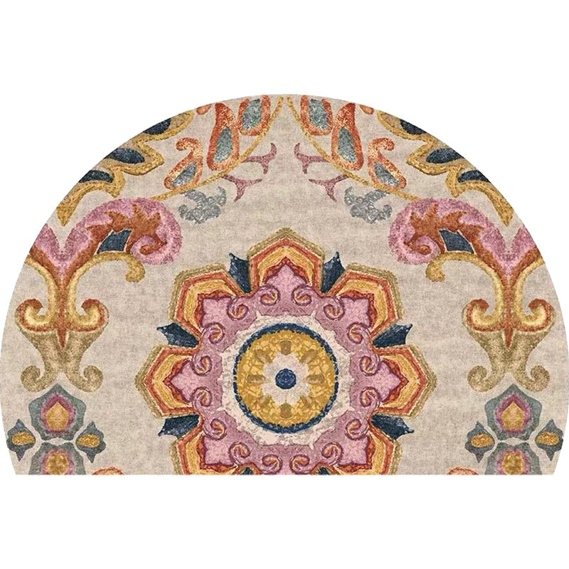 Lisslune | Bohemian Floral Pattern Rug Multicolor Polyester Rug Machine Washable Non-Slip Back Rug for Living Room