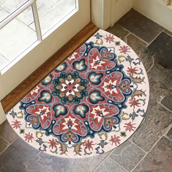 Lisslune | Bohemian Floral Pattern Rug Multicolor Polyester Rug Machine Washable Non-Slip Back Rug for Living Room