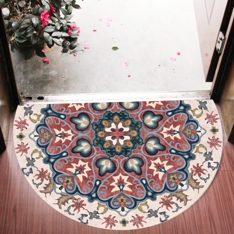 Lisslune | Bohemian Floral Pattern Rug Multicolor Polyester Rug Machine Washable Non-Slip Back Rug for Living Room