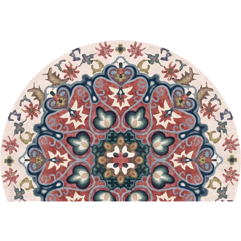 Lisslune | Bohemian Floral Pattern Rug Multicolor Polyester Rug Machine Washable Non-Slip Back Rug for Living Room