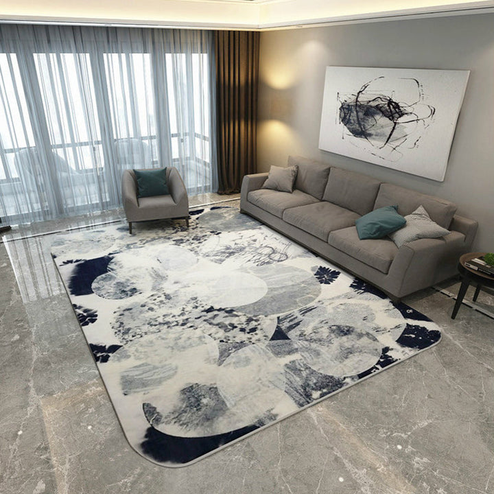 Lisslune | Shabby Chic Watercolor Pattern Rug Multicolor Polyester Rug Washable Pet Friendly Non-Slip Area Rug for Study
