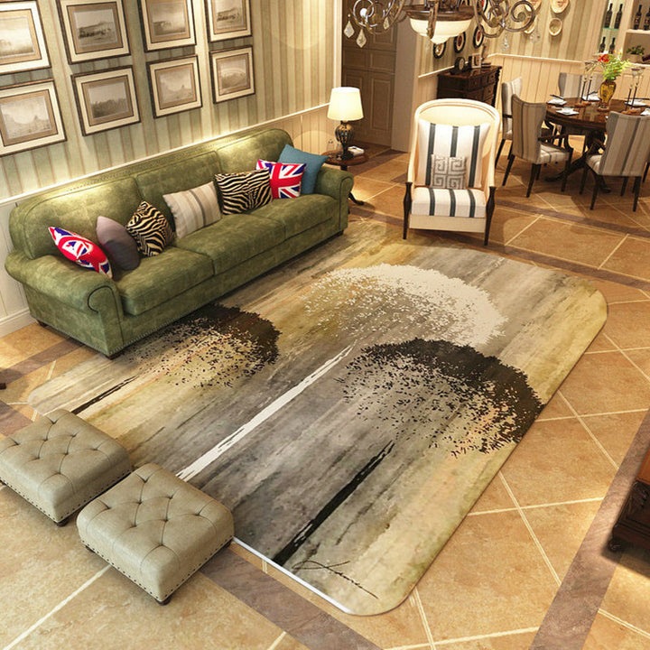 Lisslune | Shabby Chic Watercolor Pattern Rug Multicolor Polyester Rug Washable Pet Friendly Non-Slip Area Rug for Study
