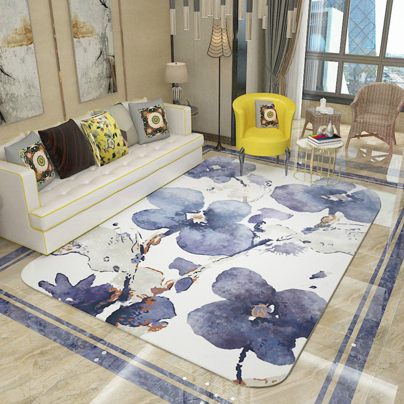 Lisslune | Shabby Chic Watercolor Pattern Rug Multicolor Polyester Rug Washable Pet Friendly Non-Slip Area Rug for Study