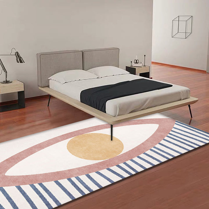 Lisslune | Novelty Eye Pattern Rug Pink Polyester Rug Non-Slip Back Washable Pet-Friendly Rug for Home