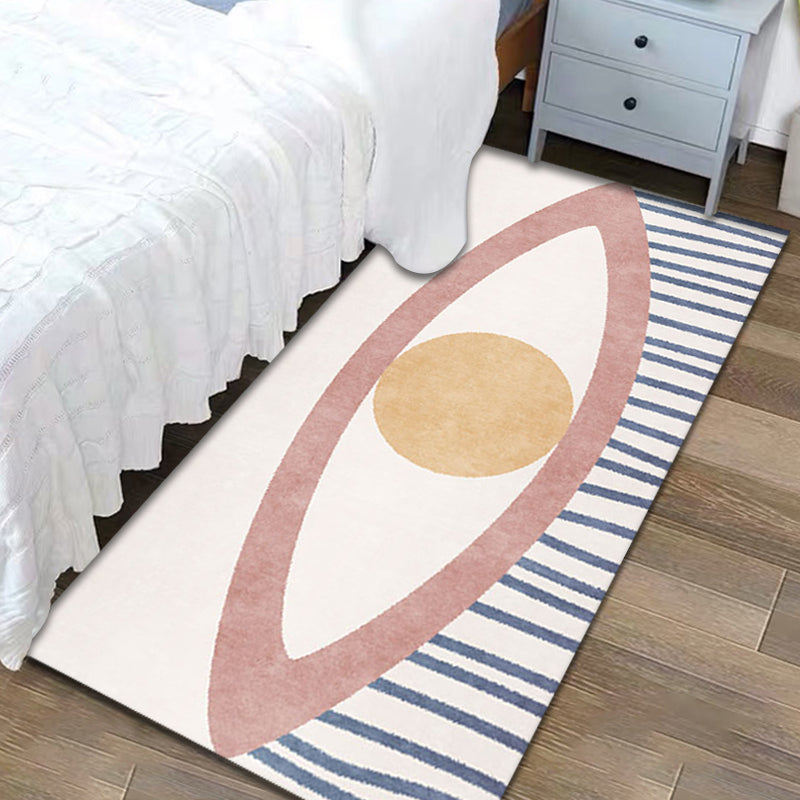 Lisslune | Novelty Eye Pattern Rug Pink Polyester Rug Non-Slip Back Washable Pet-Friendly Rug for Home