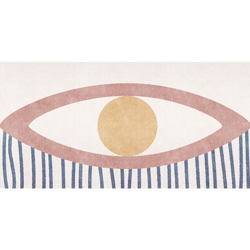 Lisslune | Novelty Eye Pattern Rug Pink Polyester Rug Non-Slip Back Washable Pet-Friendly Rug for Home