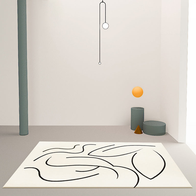 Lisslune | Casual Beige Modernist Carpet Polyester Abstract Carpet Washable Pet-Friendly Non-Slip Carpet for the Living Room