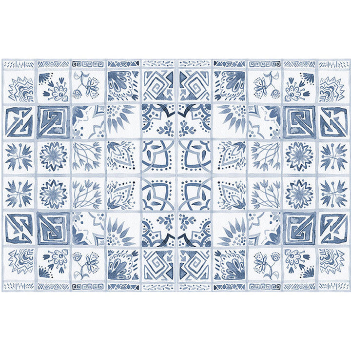 Lisslune | Moroccan Azulejo Pattern Carpet Multicolor Polyester Carpet Washable Pet Friendly Non-Slip Area Rug for Living Room