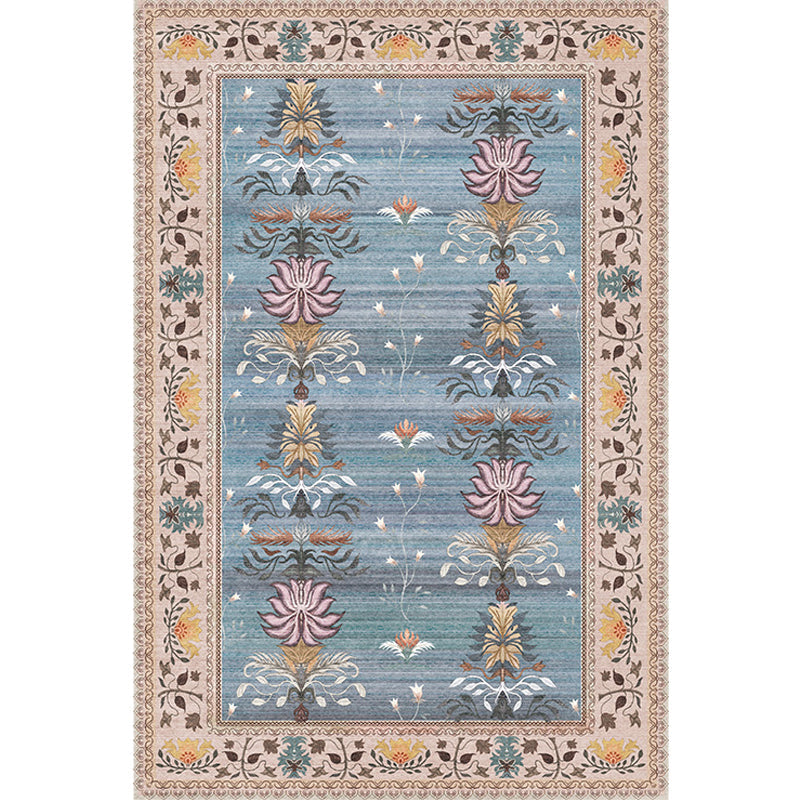 Lisslune | Pink Shabby Chic Carpet Polyester Tribal Floral Pattern Carpet Pet-Friendly Washable Non-Slip Back Carpet for Decoration