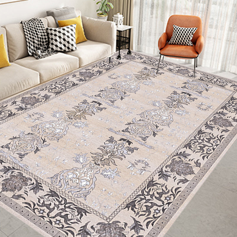 Lisslune | Pink Shabby Chic Carpet Polyester Tribal Floral Pattern Carpet Pet-Friendly Washable Non-Slip Back Carpet for Decoration