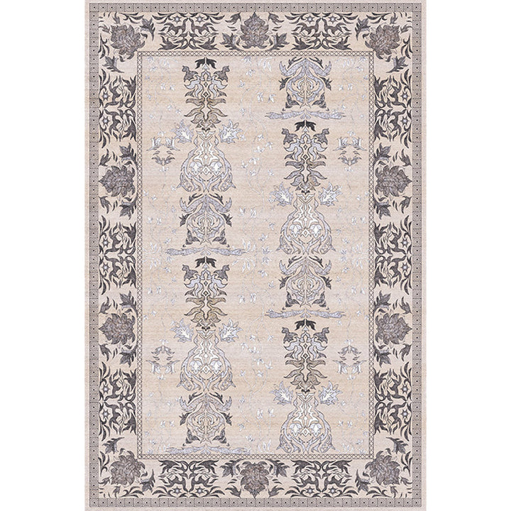 Lisslune | Pink Shabby Chic Carpet Polyester Tribal Floral Pattern Carpet Pet-Friendly Washable Non-Slip Back Carpet for Decoration